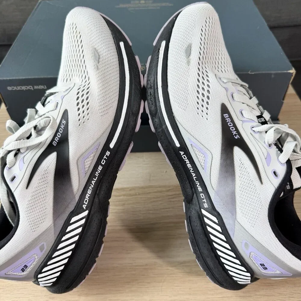 Brooks Adrenaline GTS 23 Grey Purple Running Shoes Women's Size 10B